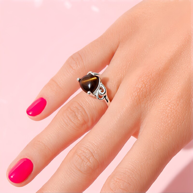 Rotes Tigerauge-Silberring