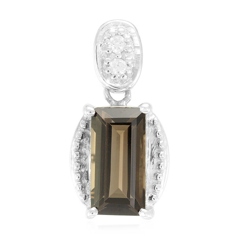 Zilveren hanger met een rookkwarts