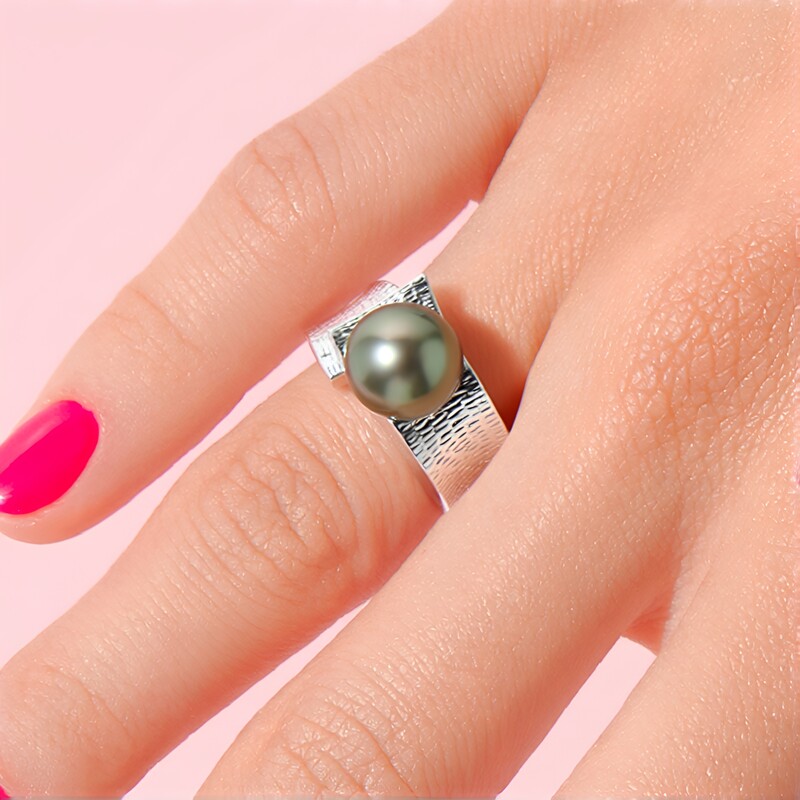 Anillo en plata con Perla cultivada de Tahití (MONOSONO COLLECTION)
