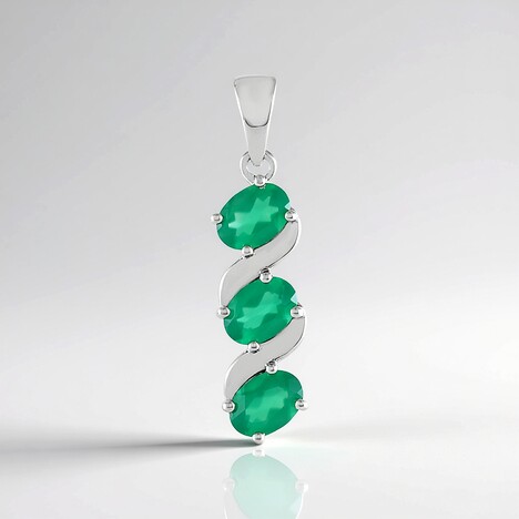 Pendentif en argent et Onyx vert