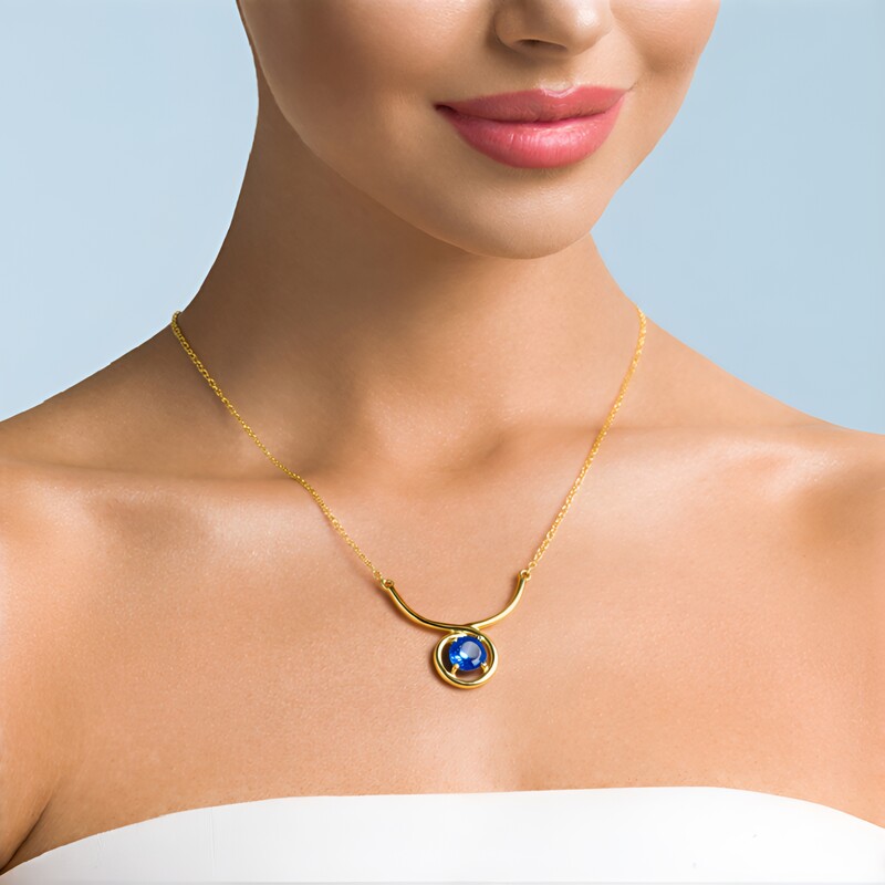 Collier en argent et Apatite bleu néon