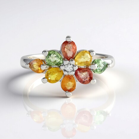 Anello in argento con Zaffiro Fancy