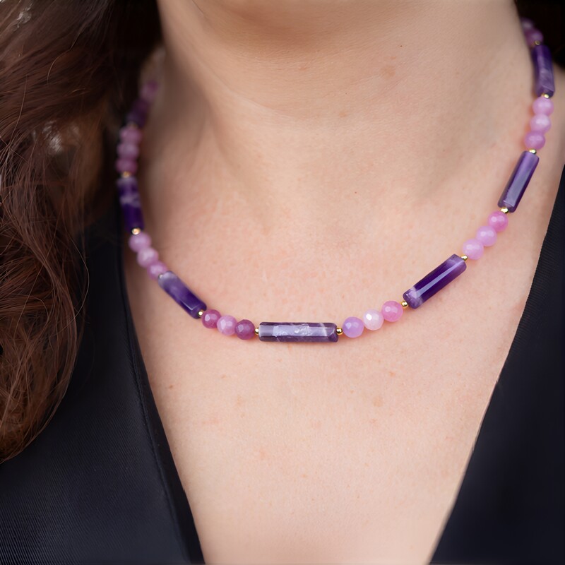 Zambian Amethyst Silver Necklace (Riya)