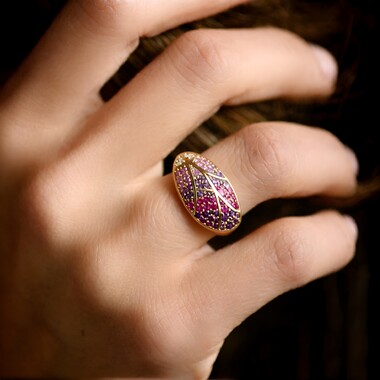 Anello in argento con Zaffiro Rosa (KM by Juwelo)