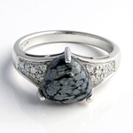 Anello da uomo in argento con Ossidiana Fiocco di Neve