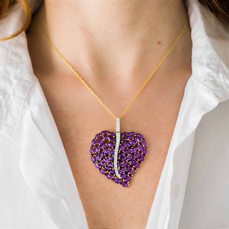 Zilveren halsketting met Zambia-amethisten