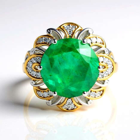Anello in argento con Smeraldo pozzo D8 (Gems en Vogue)