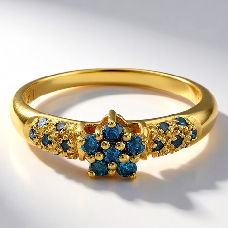 Anello placcato in oro con Diamante Fancy