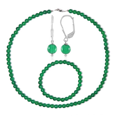 Zilveren set met Groene onyxen