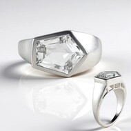 White Quartz Silver Ring