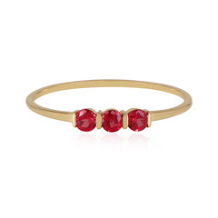 Gouden ring met edele rode spinelstenen