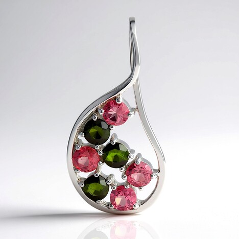Ciondolo in argento con Tormalina Rosa Brasiliana (Pallanova)
