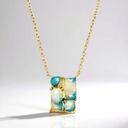 Türkis-Mosaik-Silbercollier