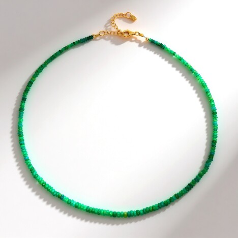 Collier en argent et Opale verte d'Éthiopie