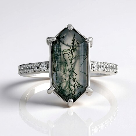 Anello in argento con Agata Muschiata