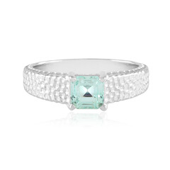 Zilveren ring met een Paraiba kleurige smaragd