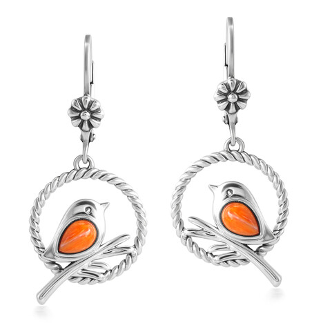 Orange Stachelauster-Silberohrringe (Desert Chic)