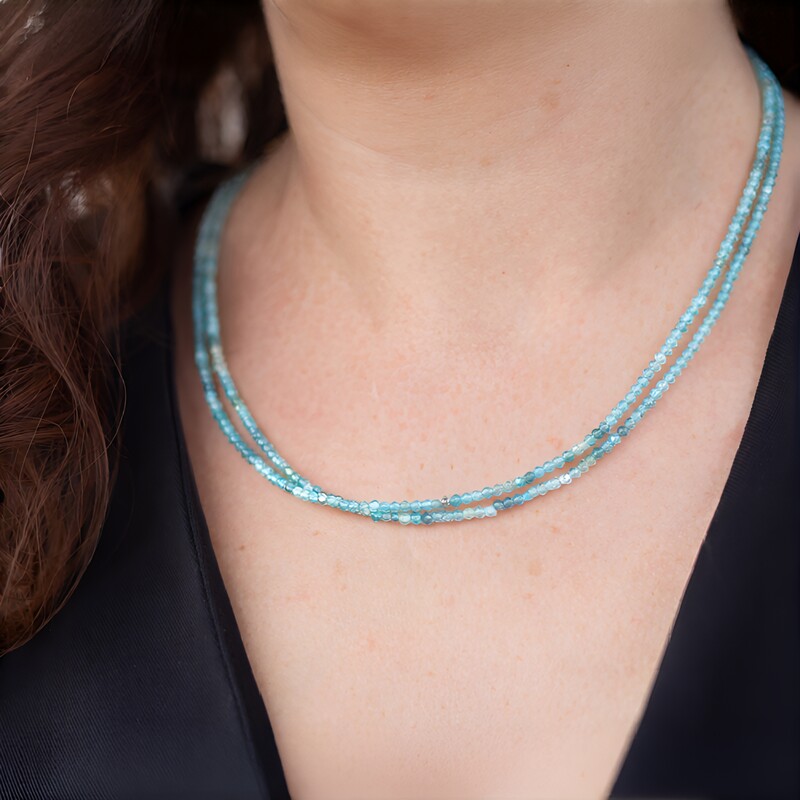 Collier en argent et Apatite bleue