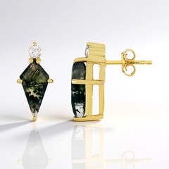 Boucles d'oreilles en argent et Agate mousse