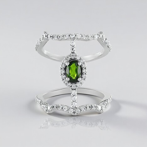 Anello in argento con Diopside Russo