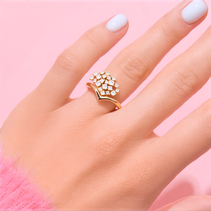 Gouden ring met SI1 Argyle Rose De France Diamanten (Annette)