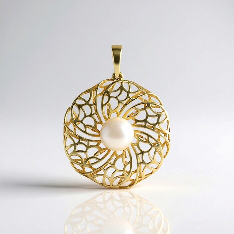 Ciondolo in oro con Perla d'Acqua Dolce Bianca (Ornaments by de Melo)