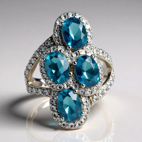 Bague en argent et Fluorite bleu pétrole