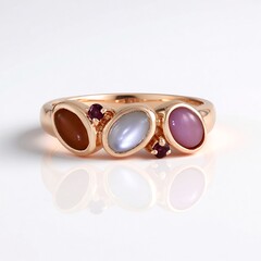 Anello in argento con Pietra di Luna Bianca (KM by Juwelo)