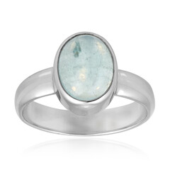 Brasilianischer Aquamarin-Silberring (Bali Barong)
