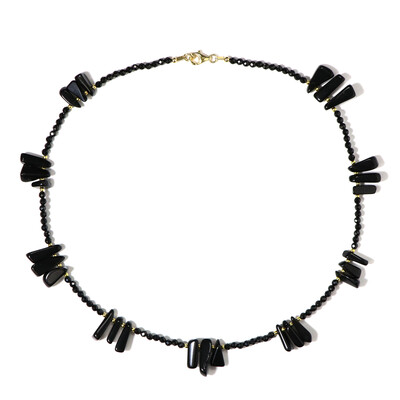 Zilveren halsketting met obsidiaanstenen