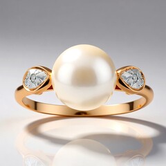 Anello in oro con Perla d'Acqua Dolce Bianca