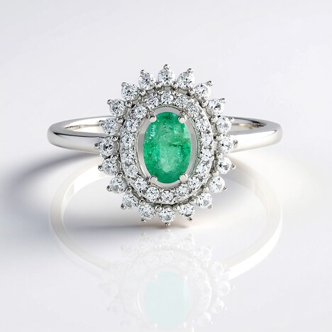 Anello in argento con Smeraldo Colombiano