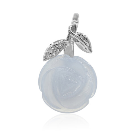 Zilveren hanger met een Blauwe chalcedoon