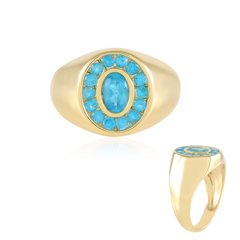 Zilveren ring met een neon blauwe apatiet