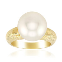Gouden ring met een witte zuidzee parel (Michelle Albala)
