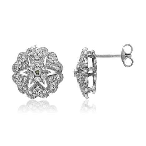 Boucles d'oreilles en argent et Diamant vert forêt