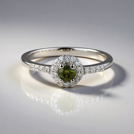 Anello in argento con Zircone Ceylon Verde (MONOSONO COLLECTION)