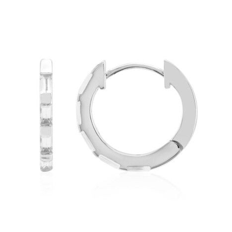 Zilveren oorbellen met witte topaasstenen