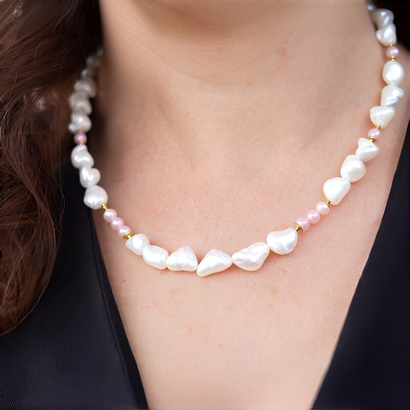 Perlmutt-Silberhalskette