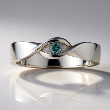 Anello in argento con Diamante Blu Cielo I1