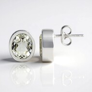 Boucles d'oreilles en argent et Topaze blanche (MONOSONO COLLECTION)