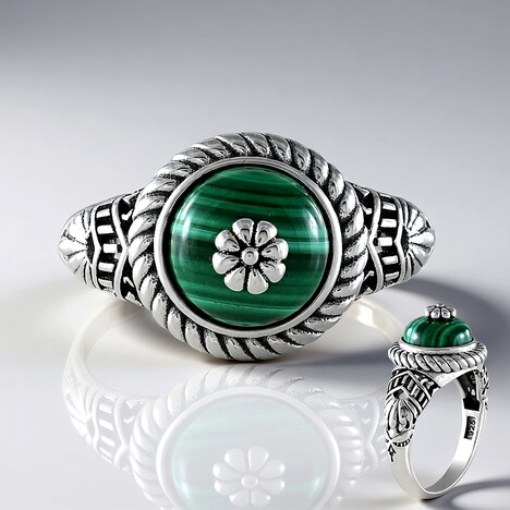 Anello in argento con Malachite (Desert Chic)