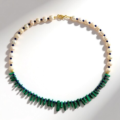Collana in argento con Malachite (Riya)