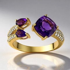 Anello in oro con Ametista Siberiana (Adela Gold)