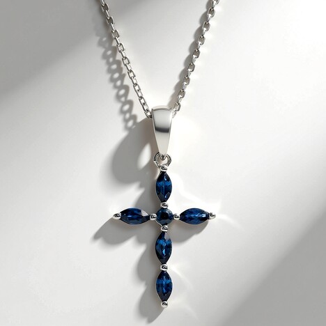 Collana in oro con Zaffiro Ceylon Blu