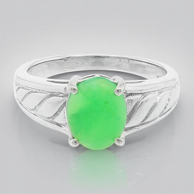 Anello in argento con Crisoprasio Imperiale