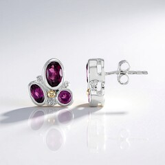 Orecchini in argento con Rodolite (Granulieren)