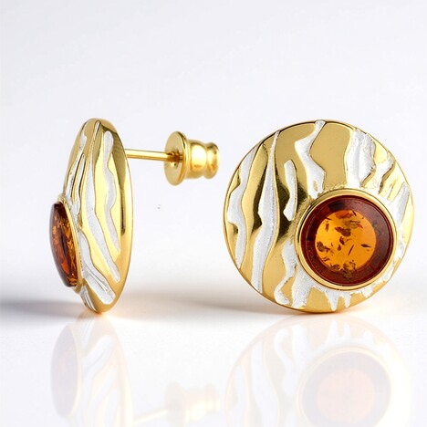 Orecchini in argento con Ambra Baltica Cognac (dagen)
