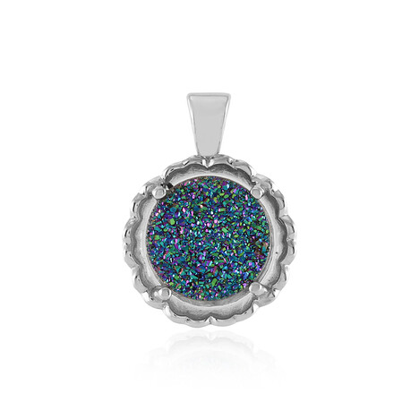 Grüner Glitzer-Achat-Silberanhänger