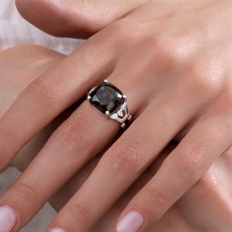 Anillo en plata con Cuarzo Dinosaurio